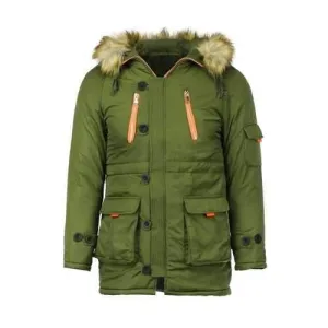 Color Block Multi-Zipper Stereo Patch Pocket Detachable Hooded Long Sleeves Men's Fitted Coat - Army Green L